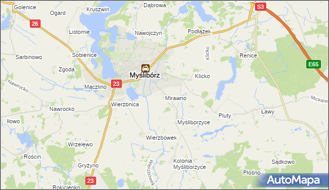 mapa Mirawno, Mirawno na mapie Targeo