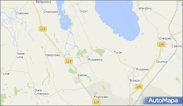 mapa Młyny gmina Pyrzyce, Młyny gmina Pyrzyce na mapie Targeo