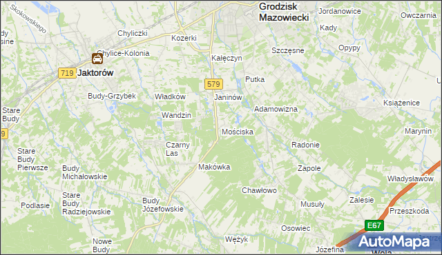 mapa Mościska gmina Grodzisk Mazowiecki, Mościska gmina Grodzisk Mazowiecki na mapie Targeo