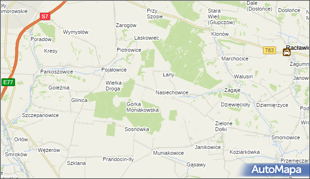 mapa Nasiechowice, Nasiechowice na mapie Targeo