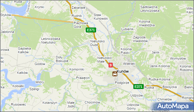 mapa Nietulisko Małe, Nietulisko Małe na mapie Targeo