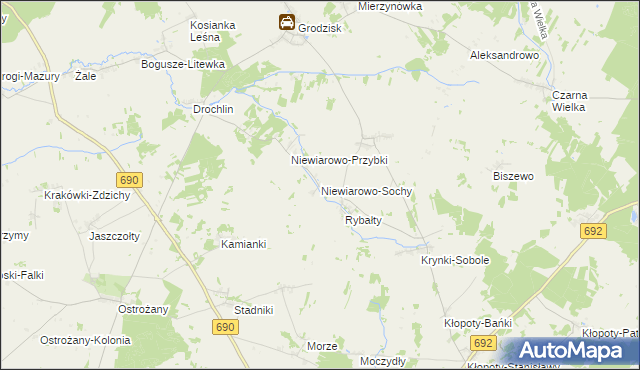 mapa Niewiarowo-Sochy, Niewiarowo-Sochy na mapie Targeo