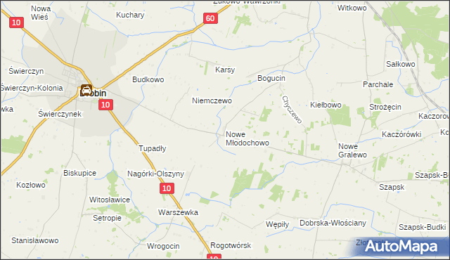 mapa Nowe Młodochowo, Nowe Młodochowo na mapie Targeo