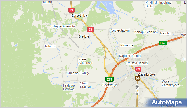 mapa Nowe Zakrzewo, Nowe Zakrzewo na mapie Targeo