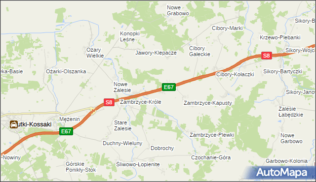 mapa Nowe Zambrzyce, Nowe Zambrzyce na mapie Targeo