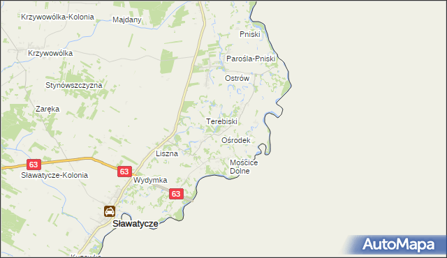 mapa Nowosiółki gmina Sławatycze, Nowosiółki gmina Sławatycze na mapie Targeo