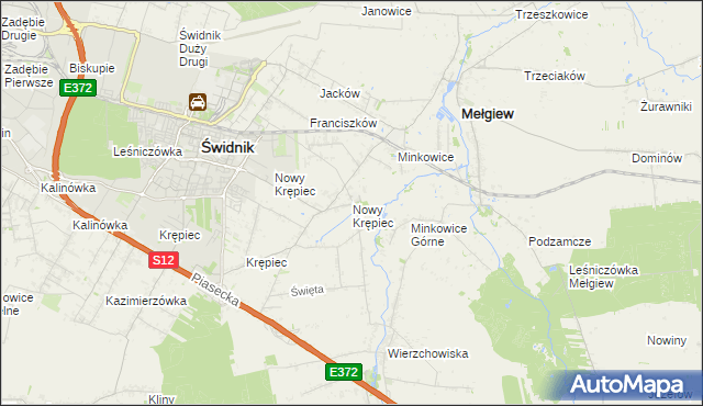 mapa Nowy Krępiec, Nowy Krępiec na mapie Targeo