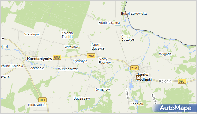 mapa Nowy Pawłów, Nowy Pawłów na mapie Targeo