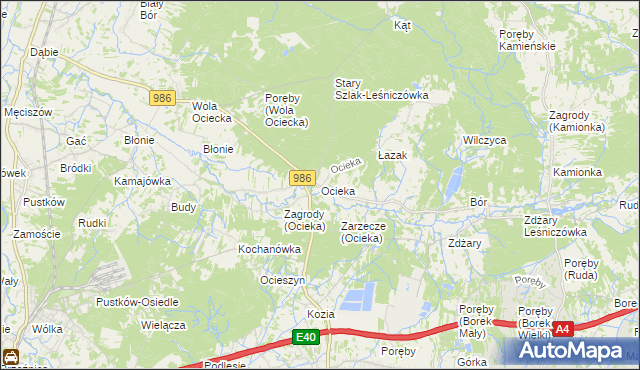 mapa Ocieka, Ocieka na mapie Targeo