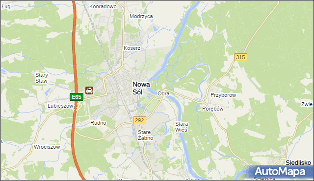 mapa Odra gmina Nowa Sól, Odra gmina Nowa Sól na mapie Targeo