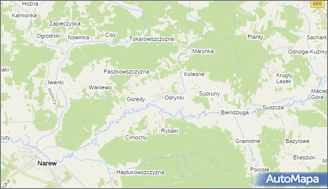mapa Odrynki, Odrynki na mapie Targeo