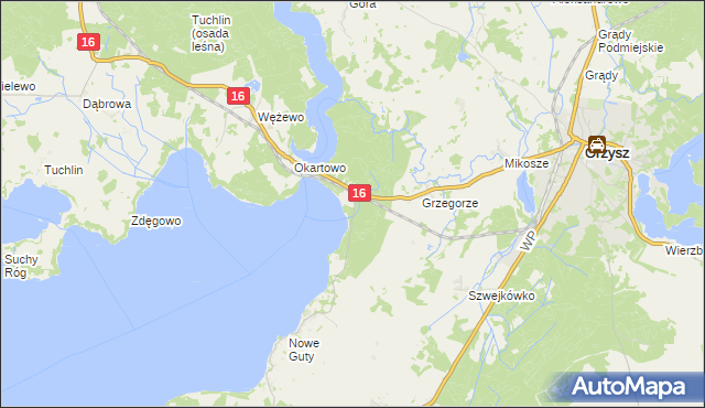 mapa Okartowo-Tartak, Okartowo-Tartak na mapie Targeo