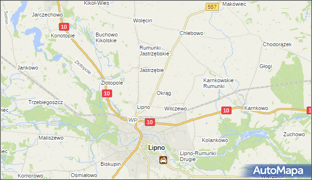 mapa Okrąg, Okrąg na mapie Targeo