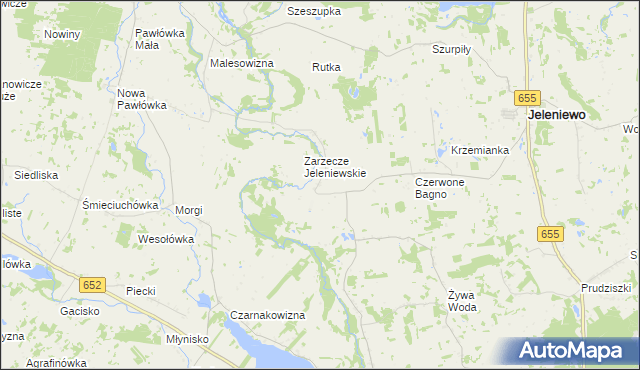 mapa Okrągłe gmina Jeleniewo, Okrągłe gmina Jeleniewo na mapie Targeo