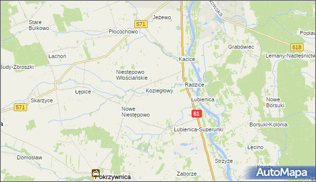 mapa Olbrachcice gmina Pokrzywnica, Olbrachcice gmina Pokrzywnica na mapie Targeo
