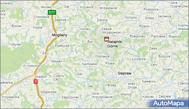 mapa Olszowice, Olszowice na mapie Targeo