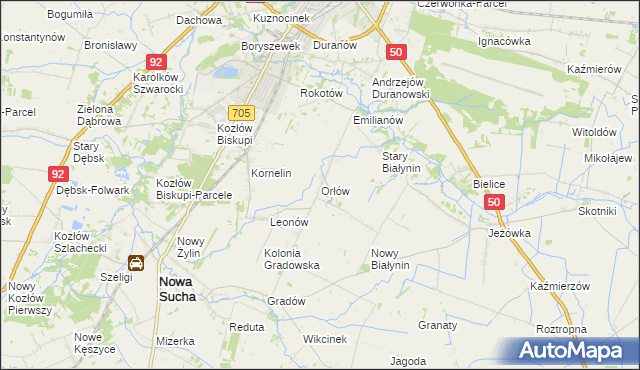 mapa Orłów gmina Nowa Sucha, Orłów gmina Nowa Sucha na mapie Targeo