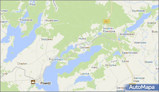 mapa Ostrowo gmina Powidz, Ostrowo gmina Powidz na mapie Targeo