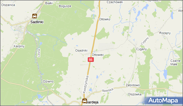 mapa Otłowiec, Otłowiec na mapie Targeo