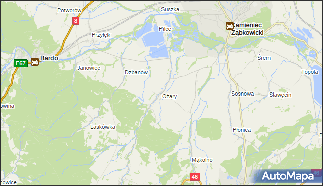 mapa Ożary, Ożary na mapie Targeo