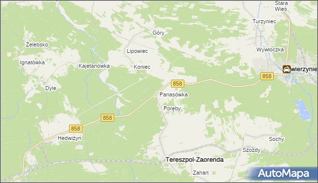 mapa Panasówka, Panasówka na mapie Targeo