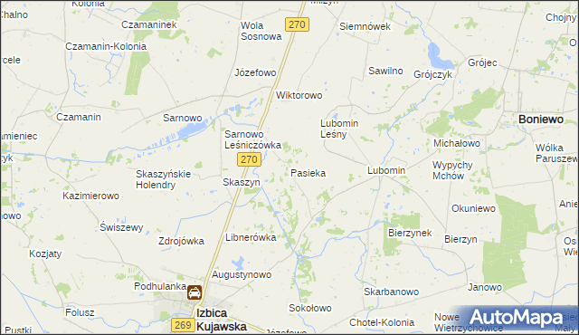 mapa Pasieka gmina Izbica Kujawska, Pasieka gmina Izbica Kujawska na mapie Targeo