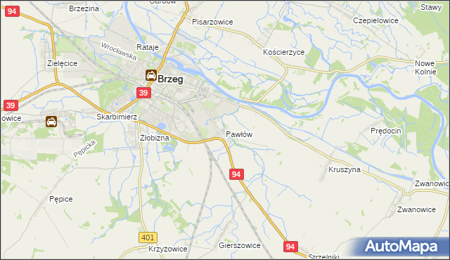 mapa Pawłów gmina Skarbimierz, Pawłów gmina Skarbimierz na mapie Targeo