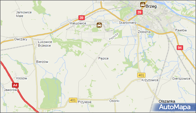 mapa Pępice gmina Skarbimierz, Pępice gmina Skarbimierz na mapie Targeo