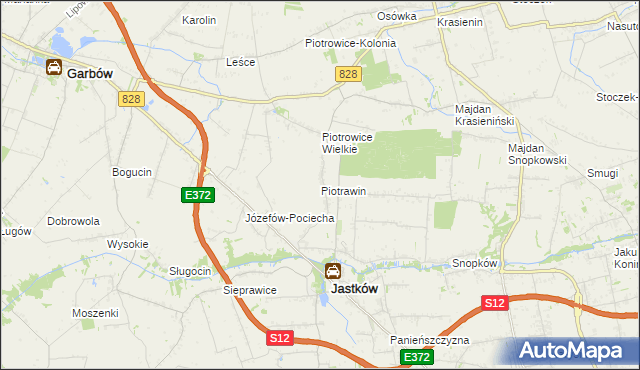 mapa Piotrawin gmina Jastków, Piotrawin gmina Jastków na mapie Targeo