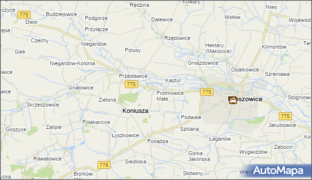 mapa Piotrkowice Małe, Piotrkowice Małe na mapie Targeo