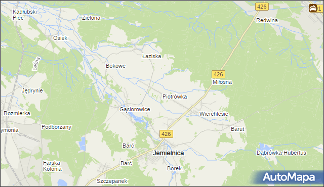 mapa Piotrówka gmina Jemielnica, Piotrówka gmina Jemielnica na mapie Targeo