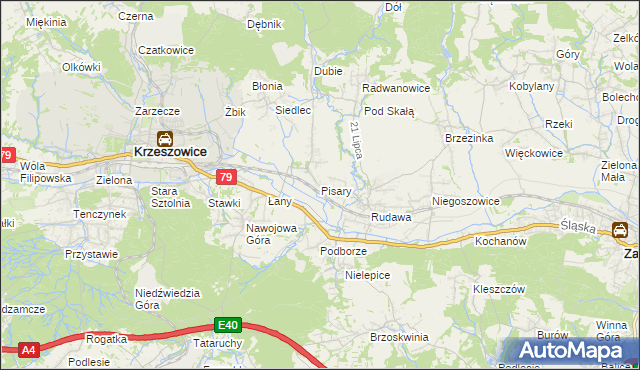 mapa Pisary gmina Zabierzów, Pisary gmina Zabierzów na mapie Targeo