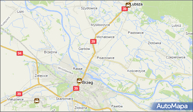 mapa Pisarzowice gmina Lubsza, Pisarzowice gmina Lubsza na mapie Targeo