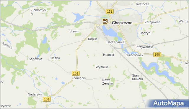 mapa Płoki gmina Choszczno, Płoki gmina Choszczno na mapie Targeo