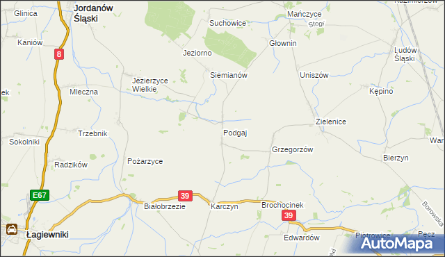 mapa Podgaj gmina Kondratowice, Podgaj gmina Kondratowice na mapie Targeo