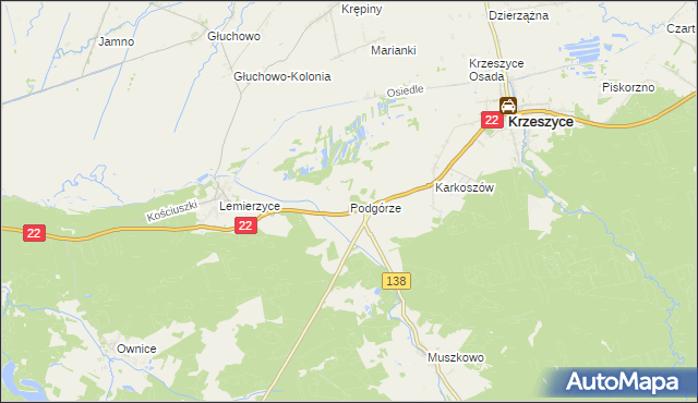mapa Podgórze gmina Słońsk, Podgórze gmina Słońsk na mapie Targeo