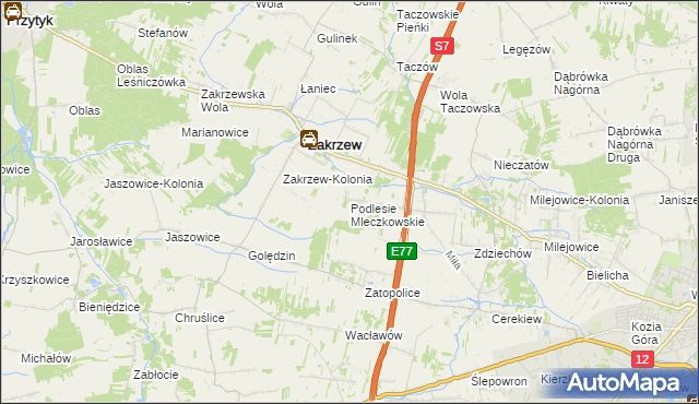 mapa Podlesie Mleczkowskie, Podlesie Mleczkowskie na mapie Targeo