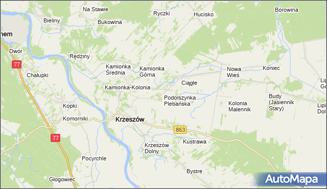 mapa Podolszynka Plebańska, Podolszynka Plebańska na mapie Targeo