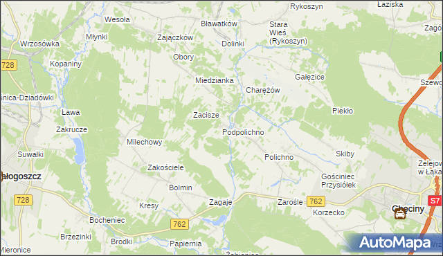 mapa Podpolichno, Podpolichno na mapie Targeo