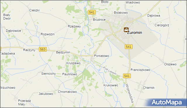 mapa Poniatowo gmina Żuromin, Poniatowo gmina Żuromin na mapie Targeo