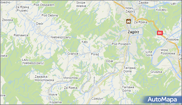 mapa Poraż, Poraż na mapie Targeo