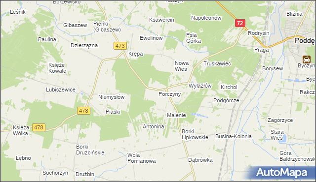 mapa Porczyny, Porczyny na mapie Targeo