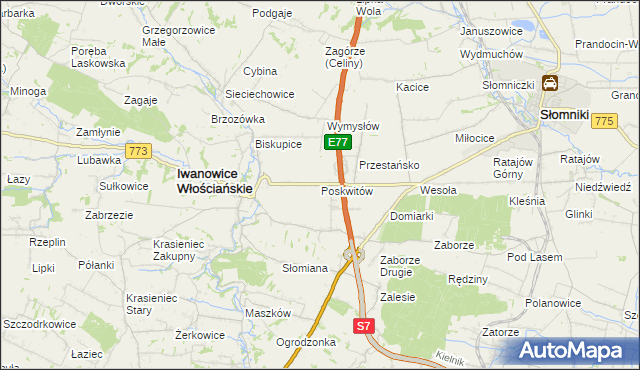 mapa Poskwitów, Poskwitów na mapie Targeo