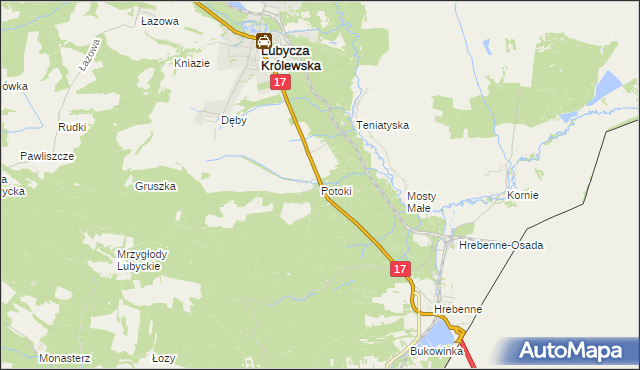 mapa Potoki gmina Lubycza Królewska, Potoki gmina Lubycza Królewska na mapie Targeo