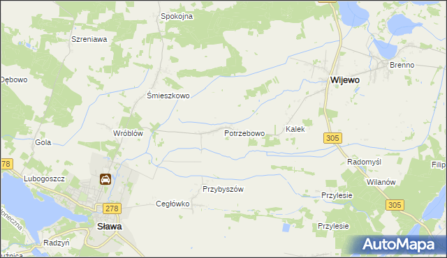 mapa Potrzebowo gmina Wijewo, Potrzebowo gmina Wijewo na mapie Targeo