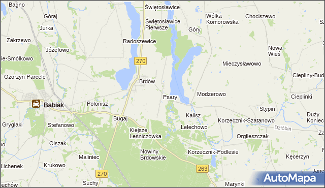 mapa Psary gmina Babiak, Psary gmina Babiak na mapie Targeo