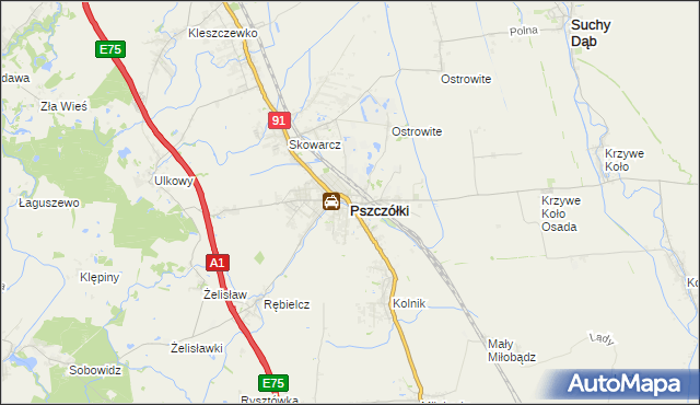 mapa Pszczółki powiat gdański, Pszczółki powiat gdański na mapie Targeo