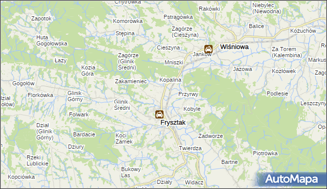 mapa Pułanki gmina Frysztak, Pułanki gmina Frysztak na mapie Targeo