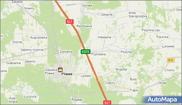 mapa Puznówka, Puznówka na mapie Targeo