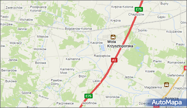 mapa Radziątków, Radziątków na mapie Targeo